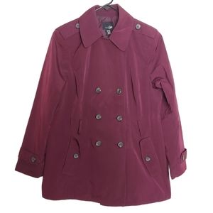 East 5th Women's Dark Purple Eggplant Double Breasted Trench Coat Size Large